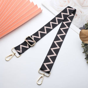 ADJUSTABLE BAG STRAP - Black/Cream ZigZag