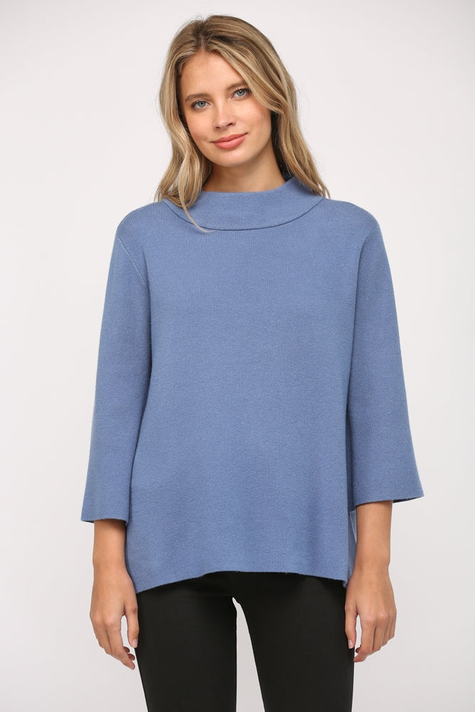 MOCK NECK SWEATER - Denim Blue