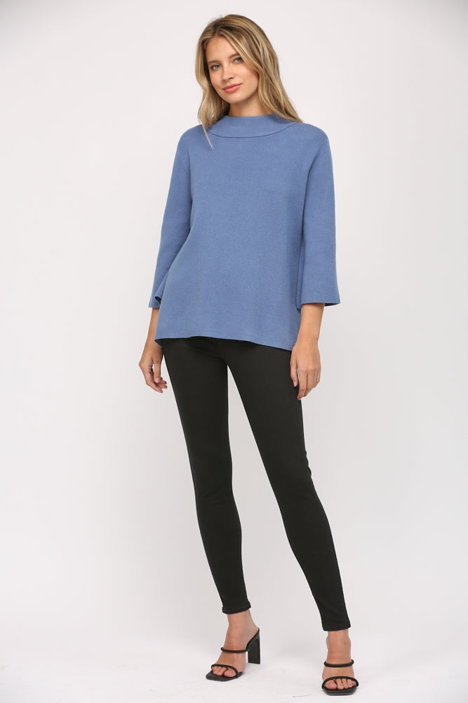 MOCK NECK SWEATER - Denim Blue