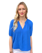 Load image into Gallery viewer, SPLIT NECK BLOUSE - Blue
