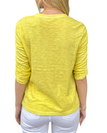 Load image into Gallery viewer, RUCHED SLEEVE TEE  - Neon Yellow
