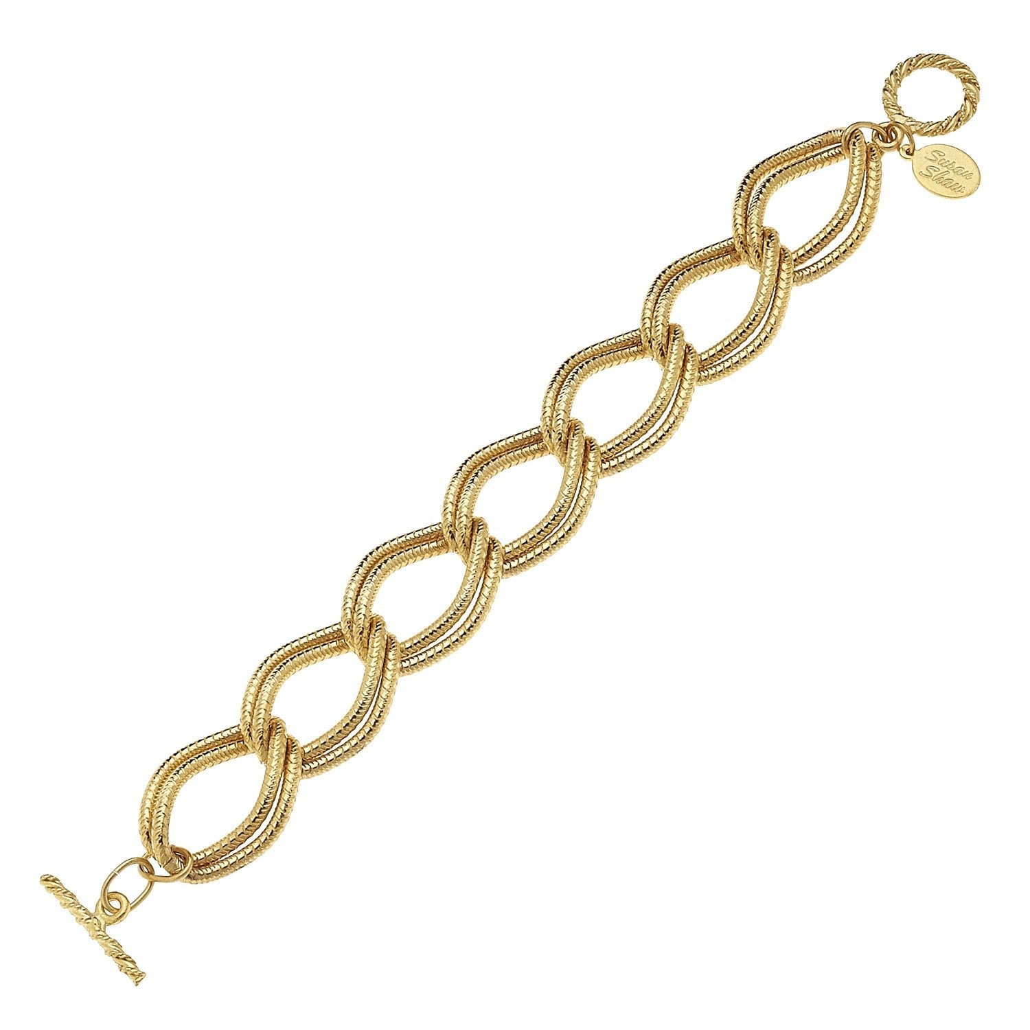 GOLD TEXTURED DOUBLE LINK BRACELET