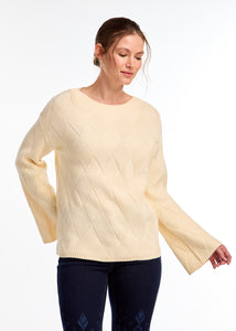 DIAMOND KNIT SWEATER - Cream