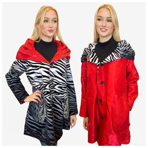 REVERSIBLE RAINCOAT - Zebra/Red Ombré