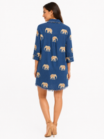 Load image into Gallery viewer, Chatham Dress in Navy Ground Elephant Print
