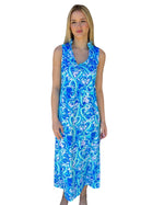 Load image into Gallery viewer, RUFFLE COLLAR MAXI DRESS - Blue Hearts
