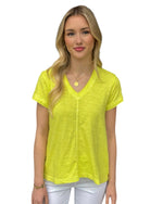Load image into Gallery viewer, V-NECK TEE - Neon Yellow
