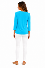 Load image into Gallery viewer, Lulu-B Turqoise V-Neck 3/4 Sleeve Top
