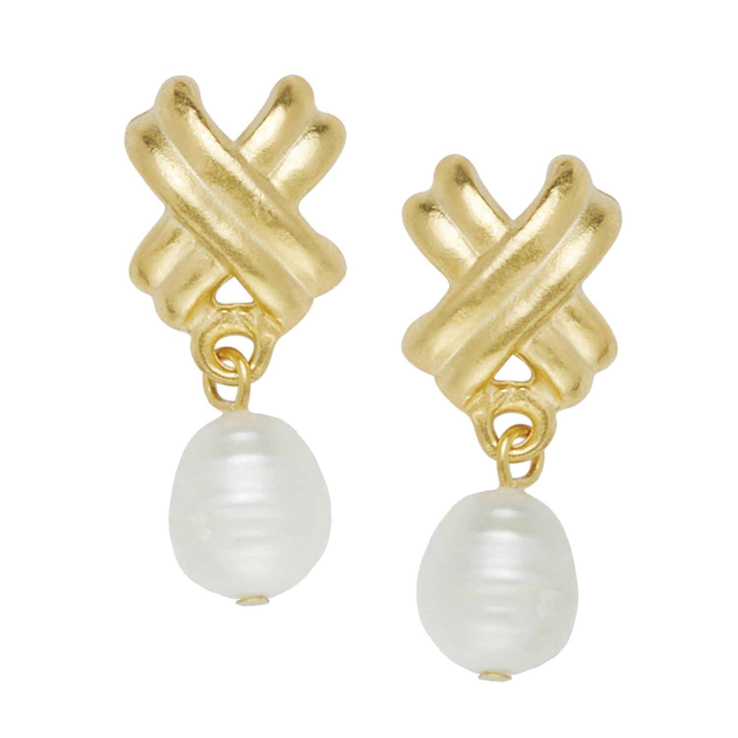 MINI X PEARL DROP STUDS