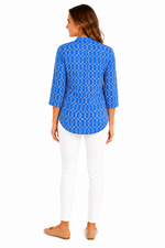 Load image into Gallery viewer, Lulu B Blue Geometric Top
