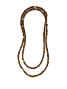 LONG WRAP NECKLACE - BROWN