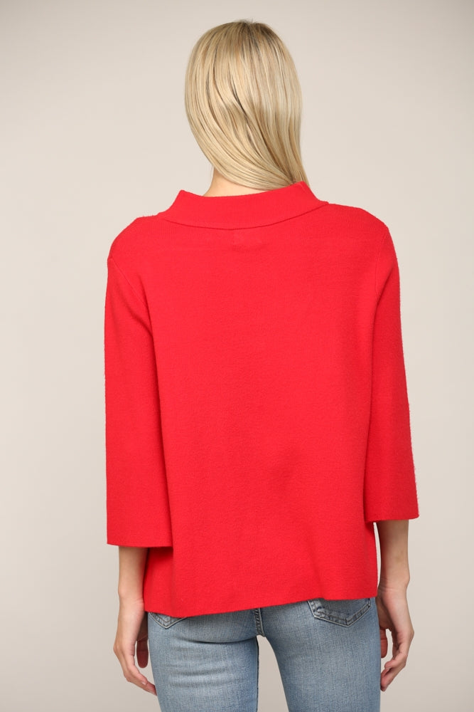 MOCK NECK SWEATER - Red