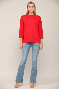 MOCK NECK SWEATER - Red