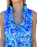 Load image into Gallery viewer, RUFFLE COLLAR MAXI DRESS - Blue Hearts
