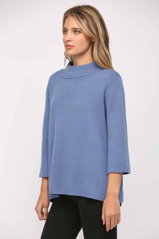 MOCK NECK SWEATER - Denim Blue