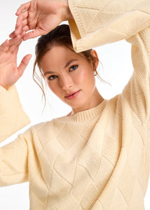 DIAMOND KNIT SWEATER - Cream