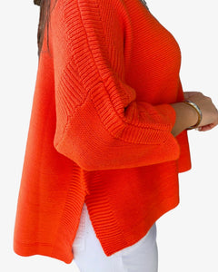 BOHO SWEATER - Neon Orange