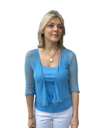 Load image into Gallery viewer, MESH CARDIGAN - SKY BLUE
