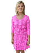 Load image into Gallery viewer, 3/4 SLEEVE CHA CHA DRESS - Neon Pink
