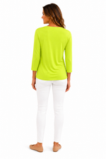 Load image into Gallery viewer, Lulu-B Lime V-Neck 3/4 Sleeve Top
