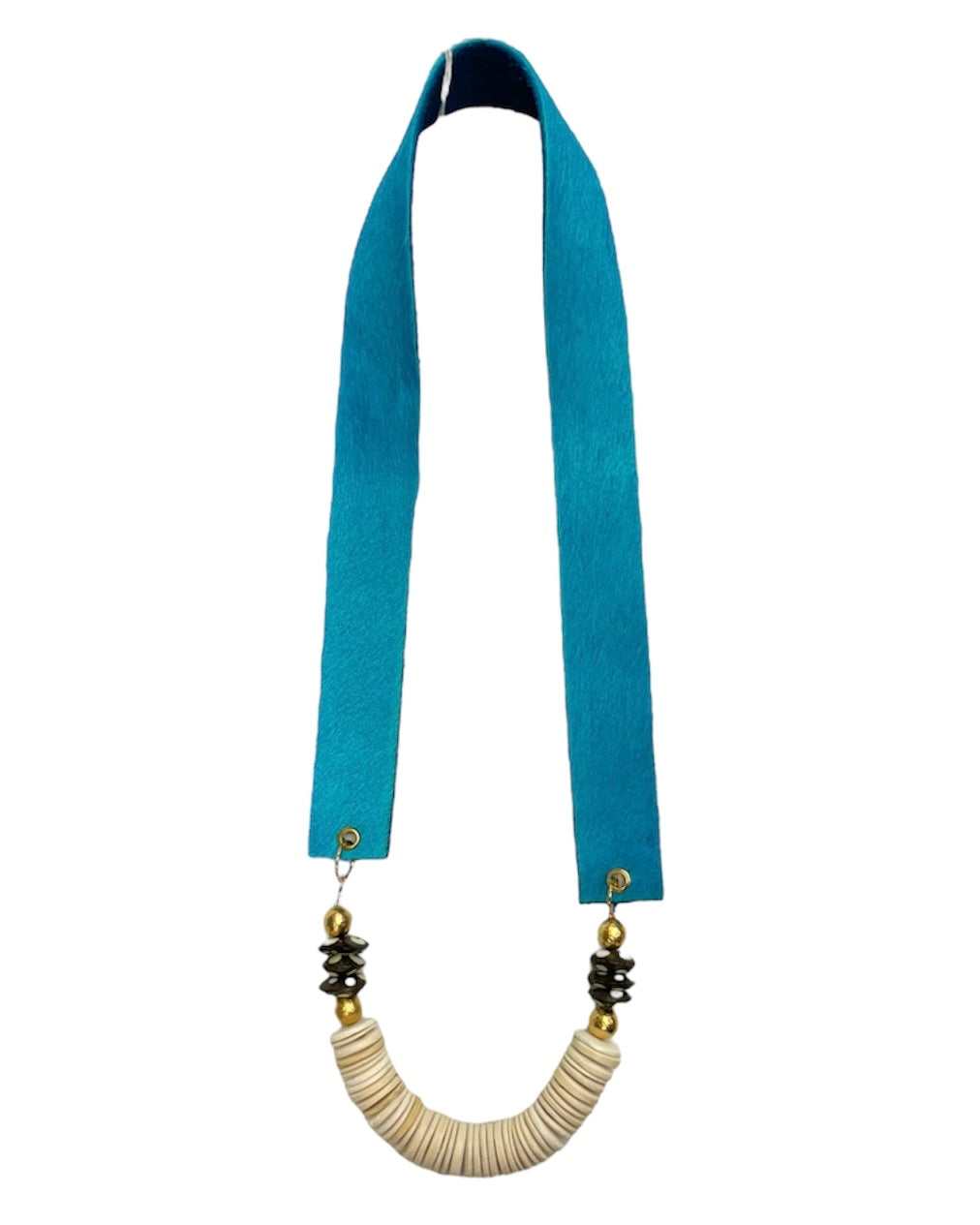 HIDE BEADED NECKLACE - Turquoise