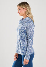 Load image into Gallery viewer, COWL NECK SWEATER - White/Indigo
