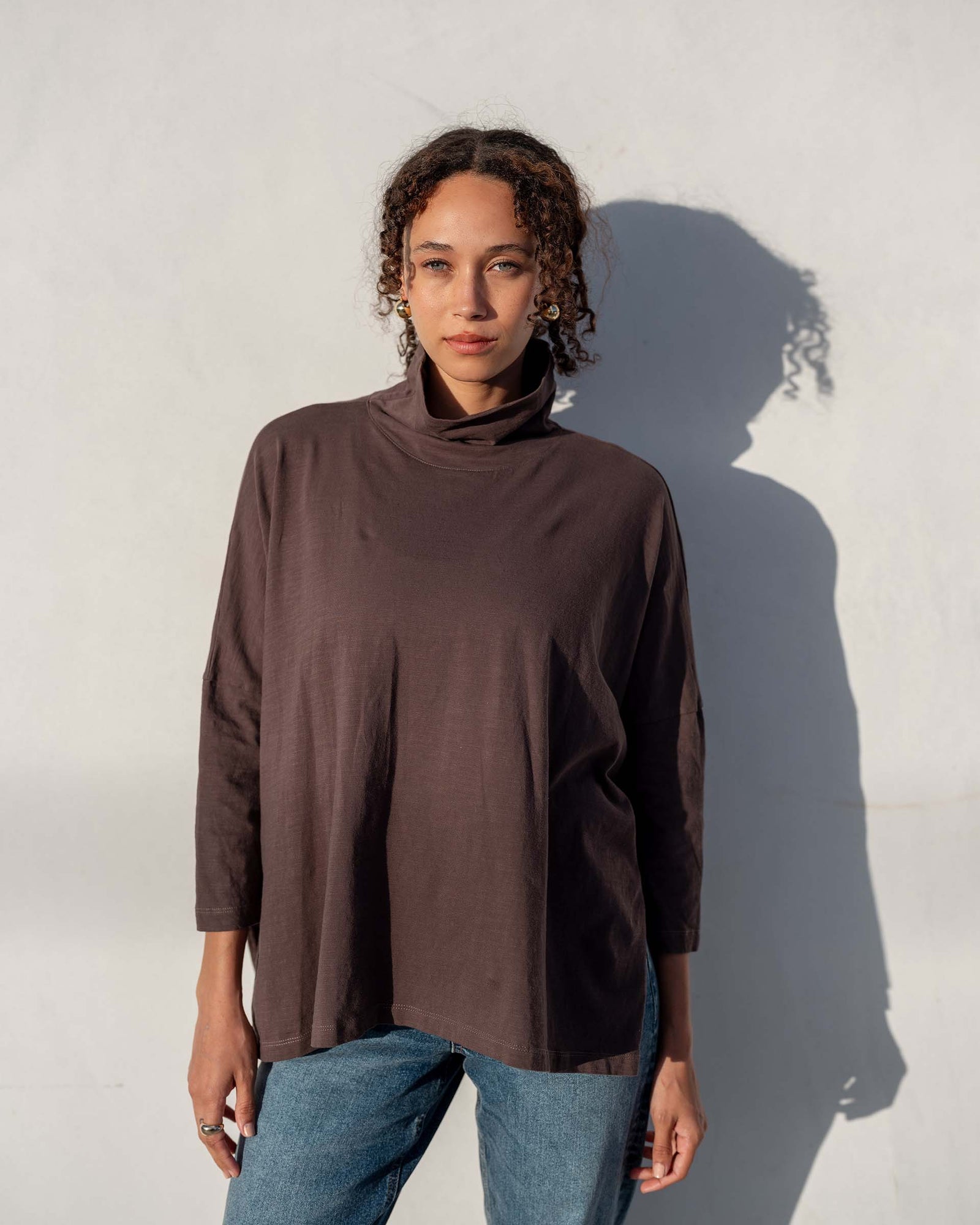 Catalina Turtleneck Tee - Brownstone