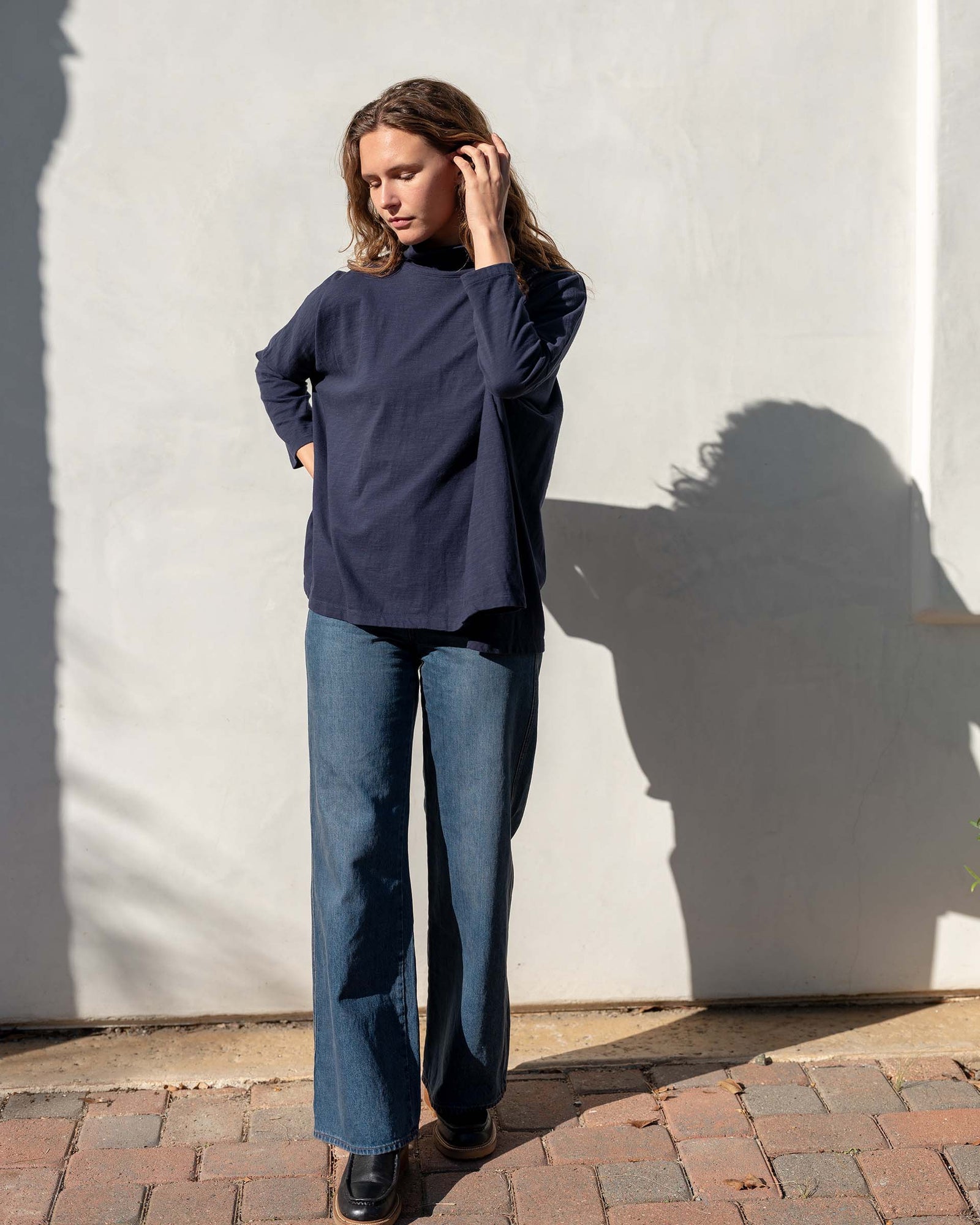 Catalina Turtleneck Tee - Navy