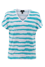 Load image into Gallery viewer, STRIPED V-NECK TOP - AQUA
