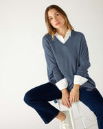 Load image into Gallery viewer, Catalina V-Neck Sweater - Baltic Blue
