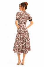 Load image into Gallery viewer, Montauk Dress Chocolate Ikat Print
