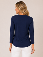Load image into Gallery viewer, Lulu-B Navy V-Neck 3/4 Sleeve top
