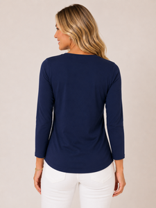 Lulu-B Navy V-Neck 3/4 Sleeve top – Carriage House Clothing