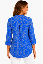 Load image into Gallery viewer, Lulu B Blue Geometric Top
