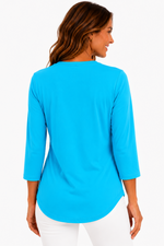 Load image into Gallery viewer, Lulu-B Turqoise V-Neck 3/4 Sleeve Top
