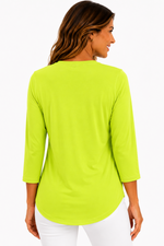 Load image into Gallery viewer, Lulu-B Lime V-Neck 3/4 Sleeve Top
