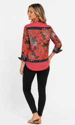 Load image into Gallery viewer, Dizzy Lizzie Rome Shirt Red with Zebras
