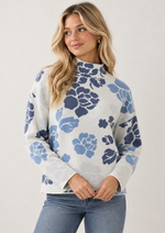 Load image into Gallery viewer, FDJ- Mock Neck Sweater Indigo Floral
