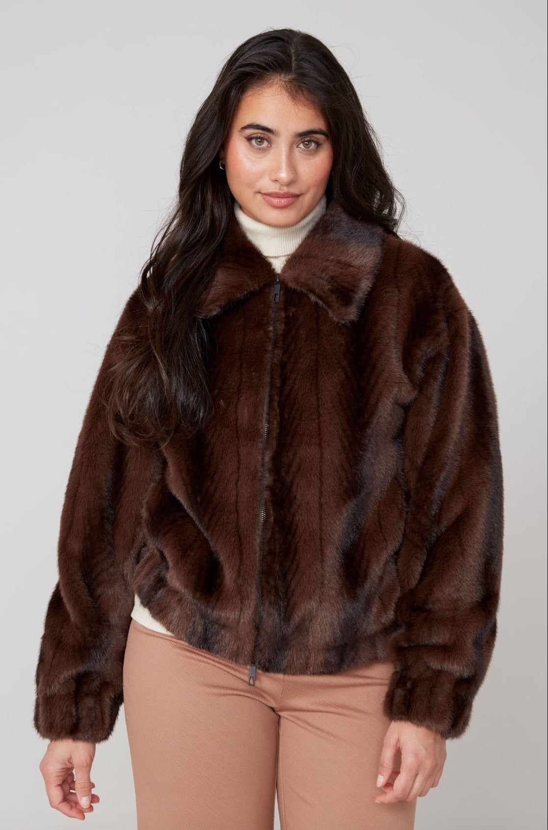 Renuar Faux Fur Coat - Chocolate
