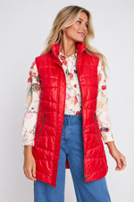 Load image into Gallery viewer, RENUAR Quilted Long Vest- Lipstick
