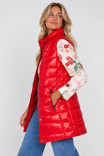 Load image into Gallery viewer, RENUAR Quilted Long Vest- Lipstick
