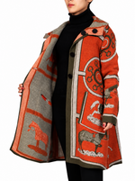 Load image into Gallery viewer, Reversible Long Equestrian Orange Jacket
