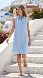 Load image into Gallery viewer, Toofan Sky Blue Button Dress
