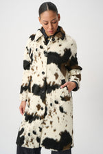 Load image into Gallery viewer, Faux Fur Cow Print Coat
