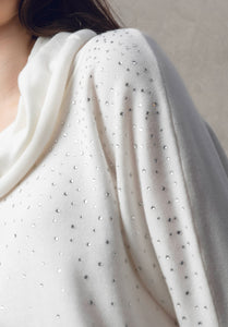 SPARKLE DETAIL COWL NECK - Ivory