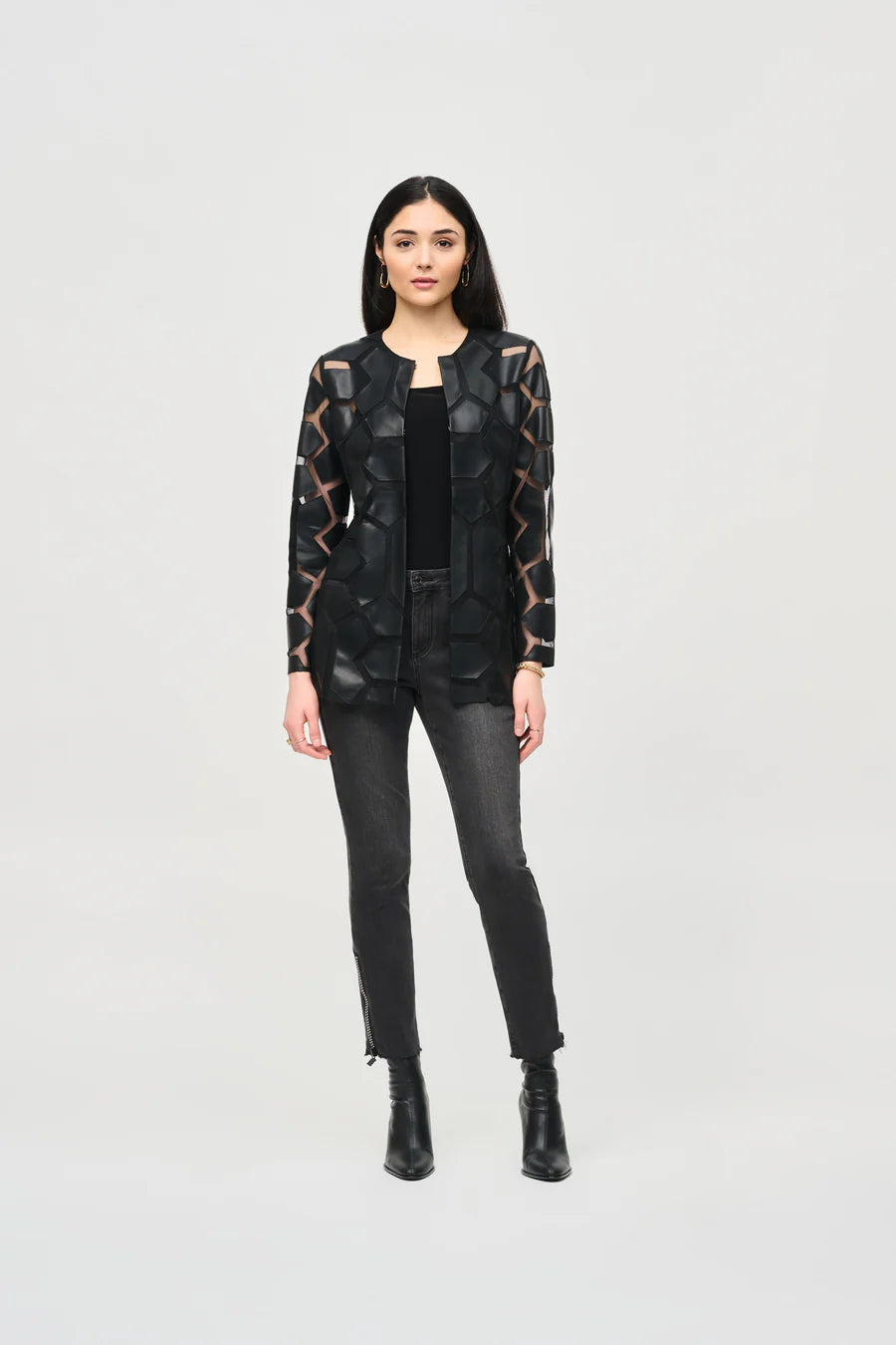 GEOMETRIC PATTERN JACKET - Black