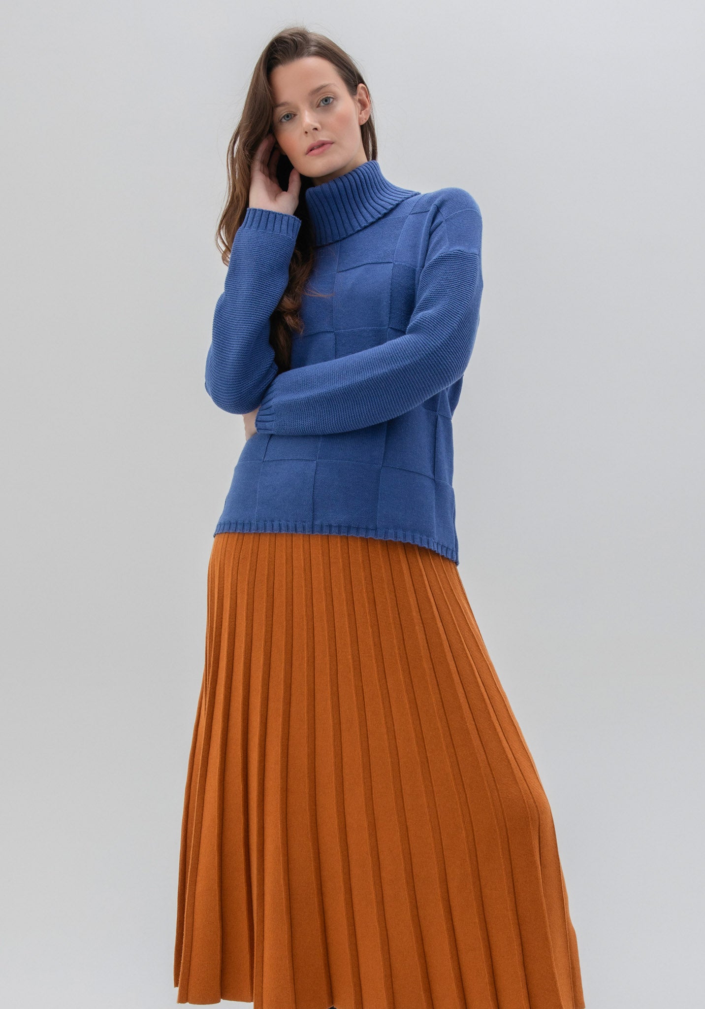 REMOVABLE TURTLENECK SWEATER - Blue