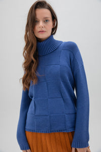 REMOVABLE TURTLENECK SWEATER - Blue