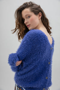 EYELASH CARDIGAN - Blue