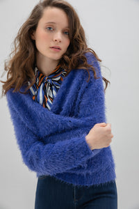 EYELASH CARDIGAN - Blue